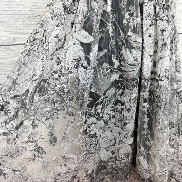 Toleen Women's Grey & Black Floral Off The Shoulder Maxi Dress Size Small - Picture 8 of 11